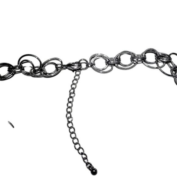 80's Retro Necklace Glass Bead Charms Silver tone Chain - Picture 4 of 5